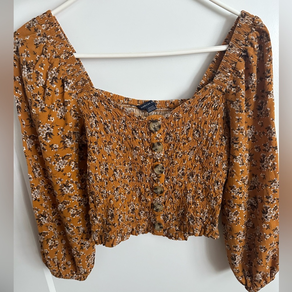 American Eagle Half Sleeve Top with Buttons